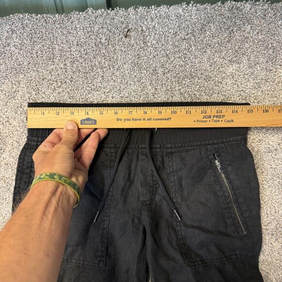 Athleta Pants Womens 4P Black Linen Jogger Elastic Waist Zip Pockets Cuffed - Picture 2 of 16